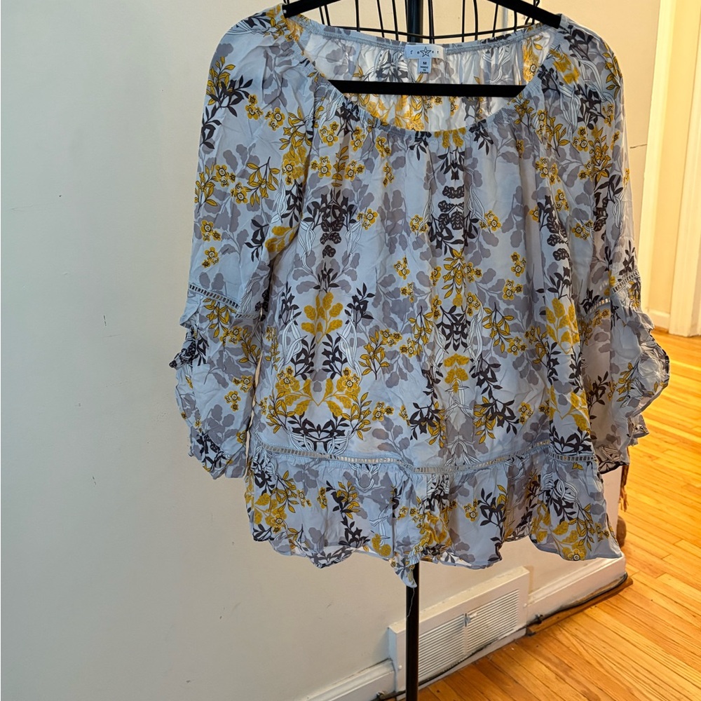 Fever Yellow and Black Floral Blouse